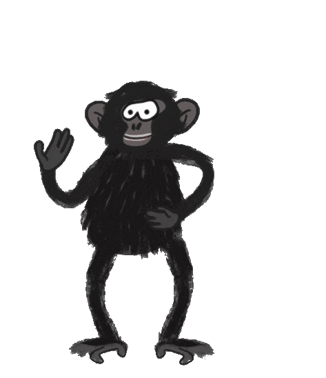Animated chimp by Lilian Fu, waving hello